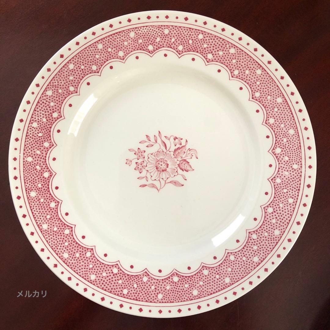 レア 廃番 バーレイ ポルカドット＆ローズ ピンク 17.5cm プレート 2枚