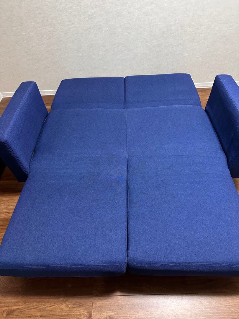 【引取歓迎】【LOWYA】2人掛けソファベッド　ネイビー