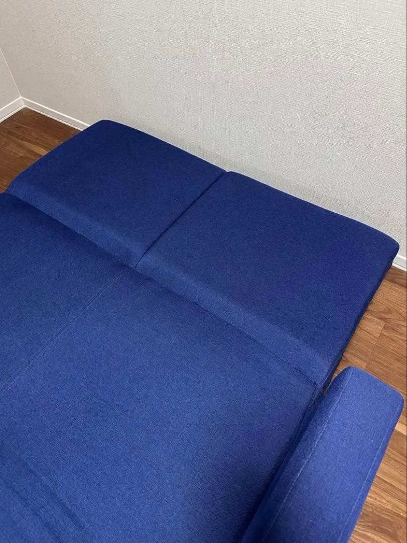 【引取歓迎】【LOWYA】2人掛けソファベッド　ネイビー