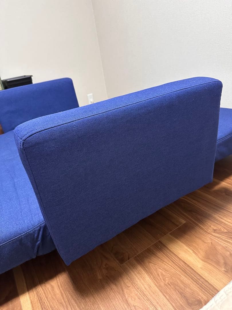 【引取歓迎】【LOWYA】2人掛けソファベッド　ネイビー