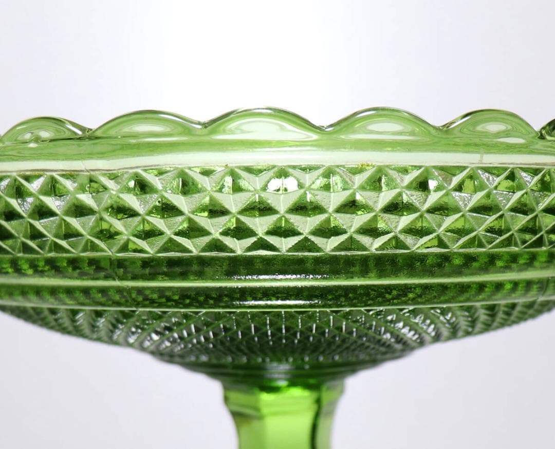 オールド・バカラ レアカラー薄緑1.9kg23cm 特大切子コンポートディアマン