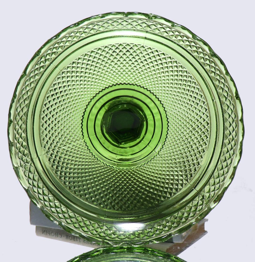 オールド・バカラ レアカラー薄緑1.9kg23cm 特大切子コンポートディアマン