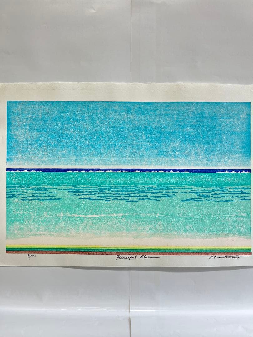 木版画『Peaceful blue 』