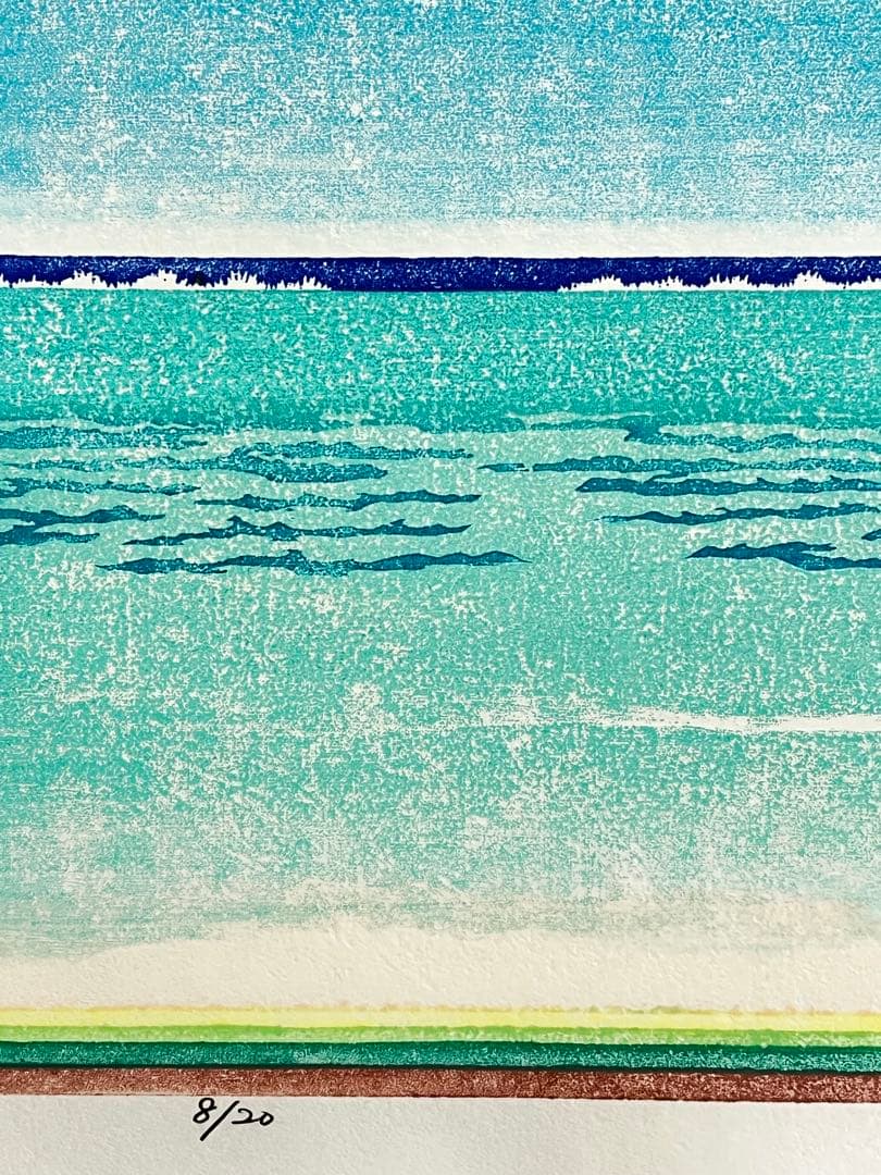 木版画『Peaceful blue 』