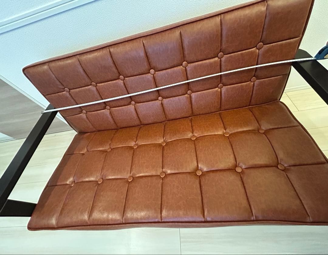 【送料込み】2人掛け ソファー 合皮 レザー調 ブラウン