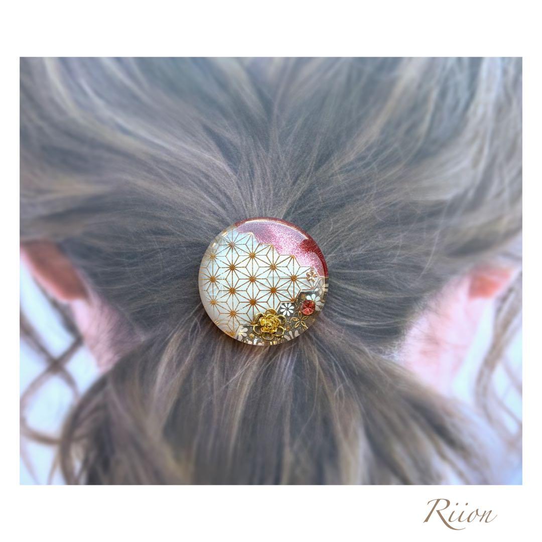 no.1084✨‪ꫛꫀꪝ和テイストレジンヘアゴム・大ぶり・麻の葉✨️