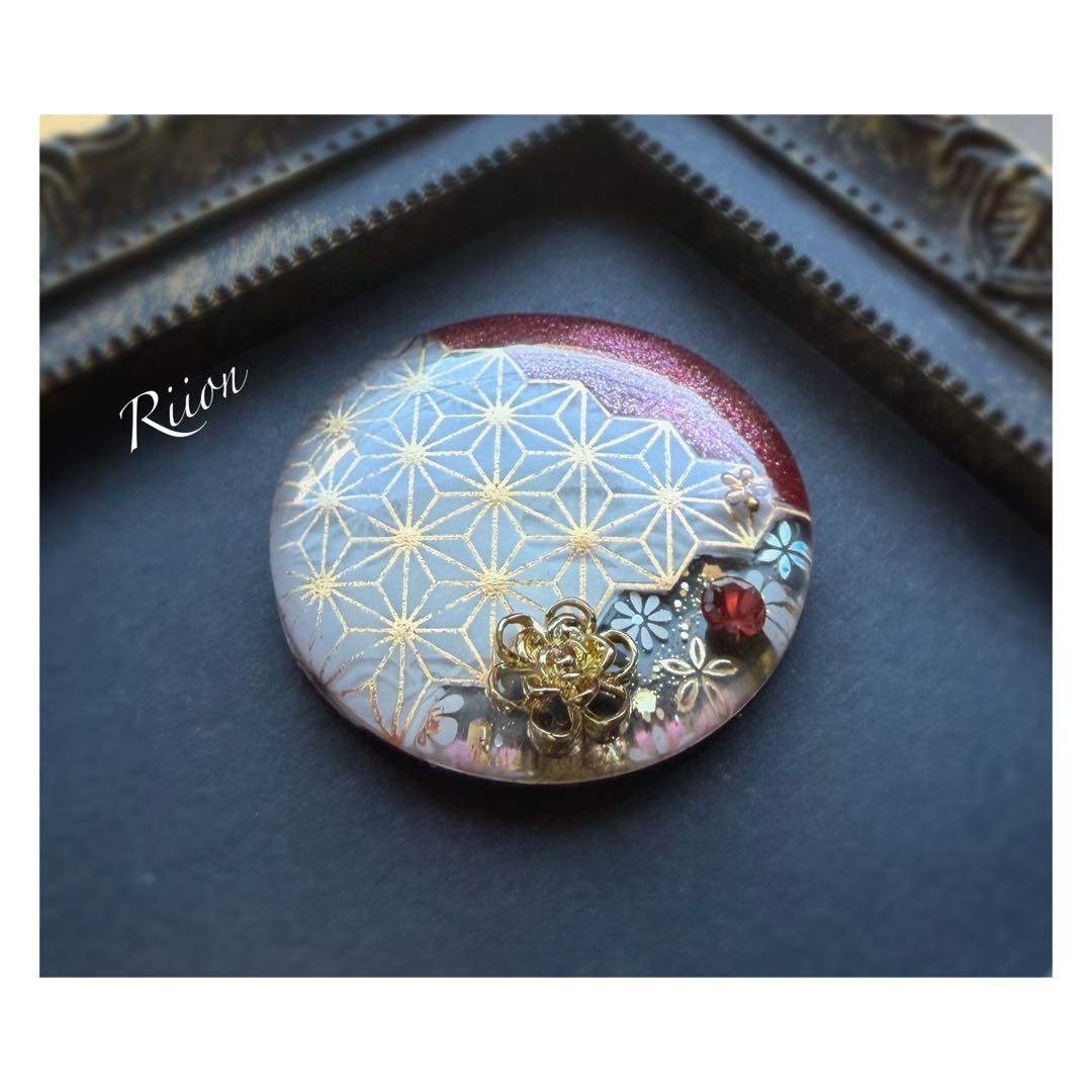 no.1084✨‪ꫛꫀꪝ和テイストレジンヘアゴム・大ぶり・麻の葉✨️