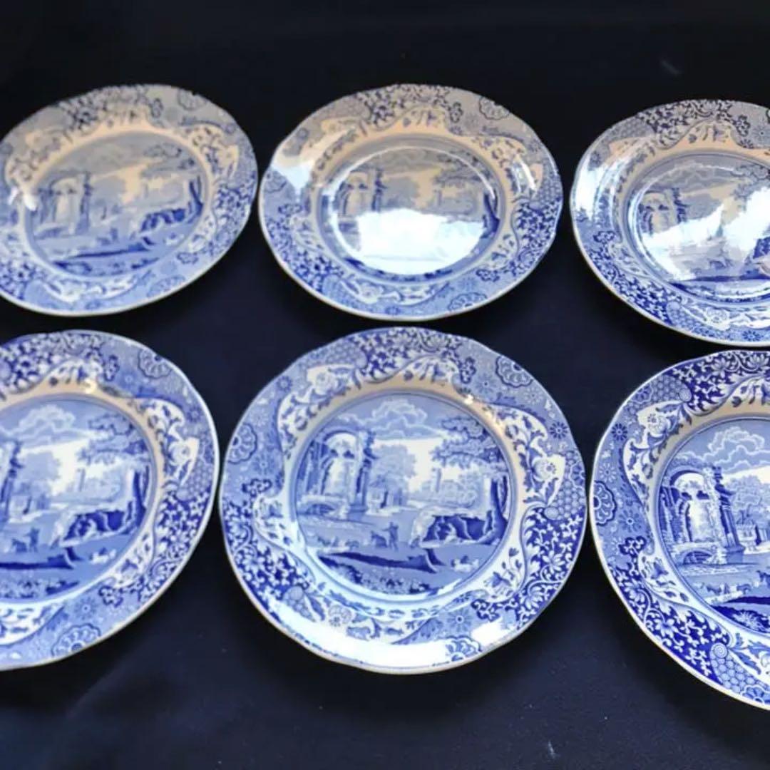 スポード  ブルーイタリアン　19cmプレート  6枚セット