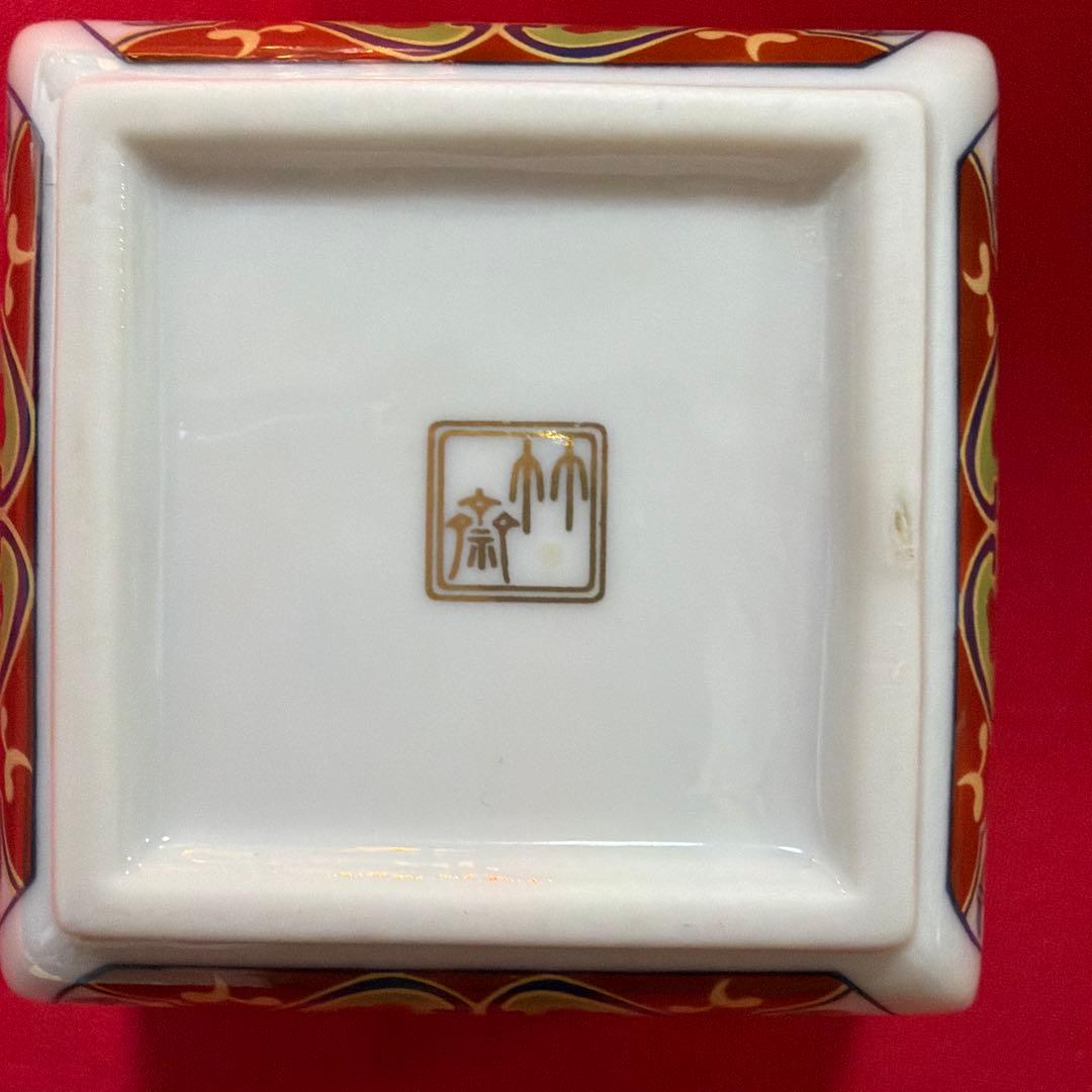 蘭子❀.*・゜ たち吉赤絵金彩角皿　庫山窯羽子板皿　No.4-24