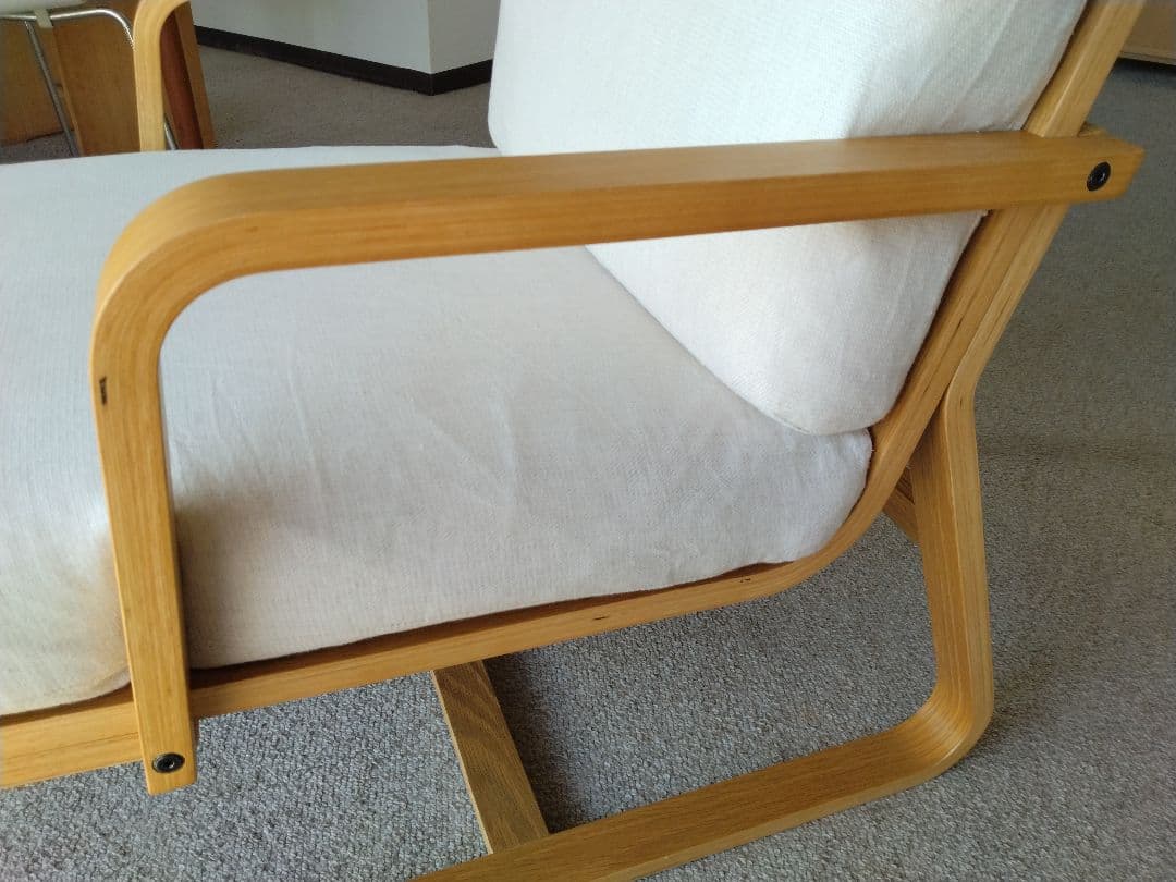 【美品】MUJI無印良品 ダイニングソファチェアオーク材/リビングでもつかえる①