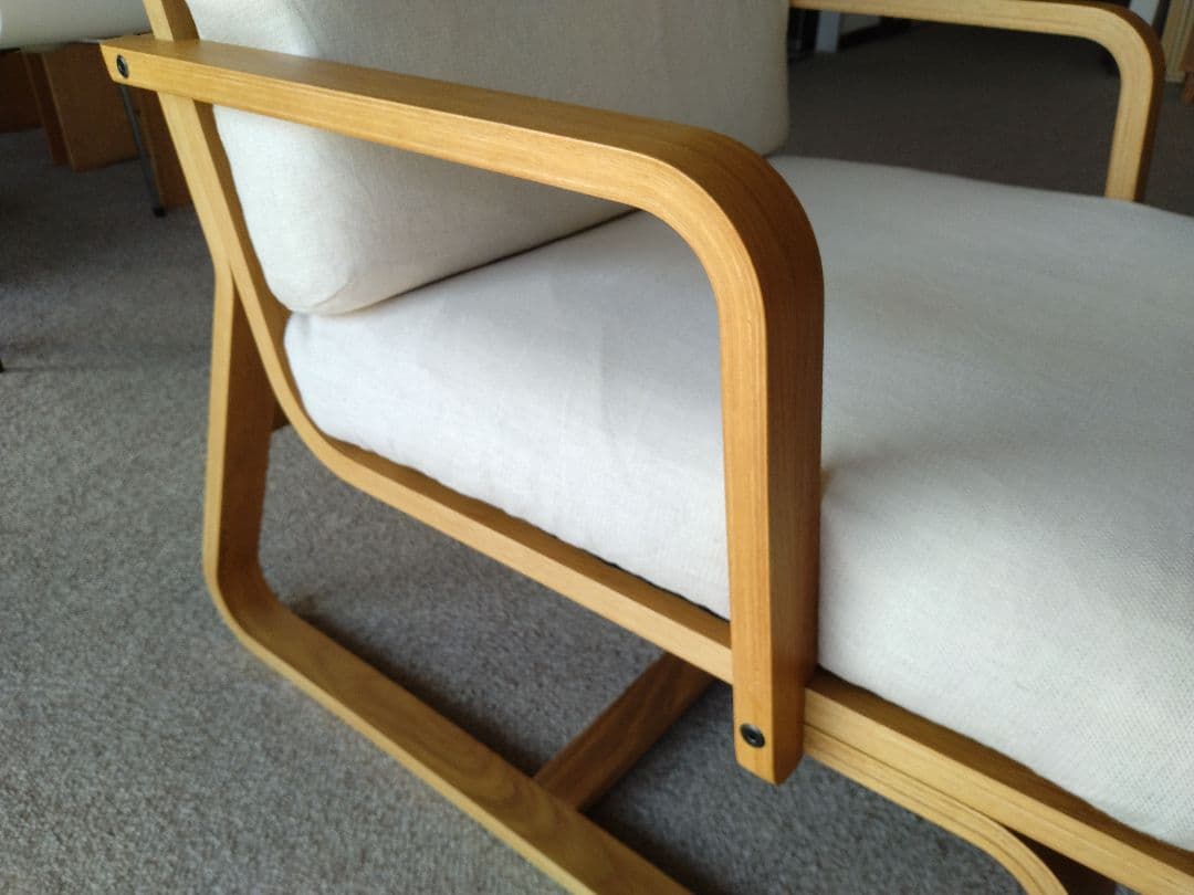 【美品】MUJI無印良品 ダイニングソファチェアオーク材/リビングでもつかえる①