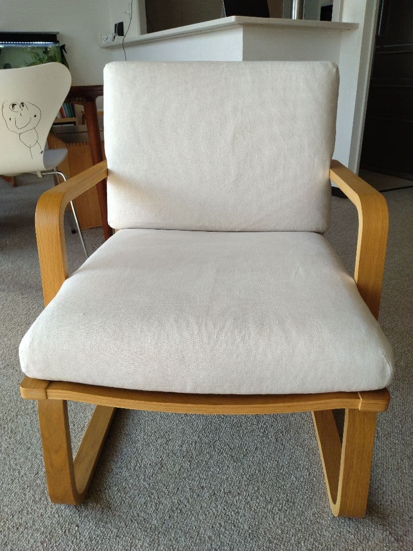 【美品】MUJI無印良品 ダイニングソファチェアオーク材/リビングでもつかえる①