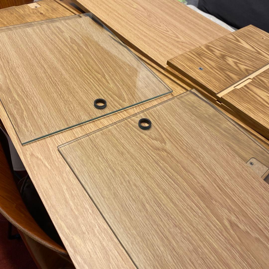 無印良品 オーク材　ステンレスユニットシェルフ用・ボックス・ガラス引き戸