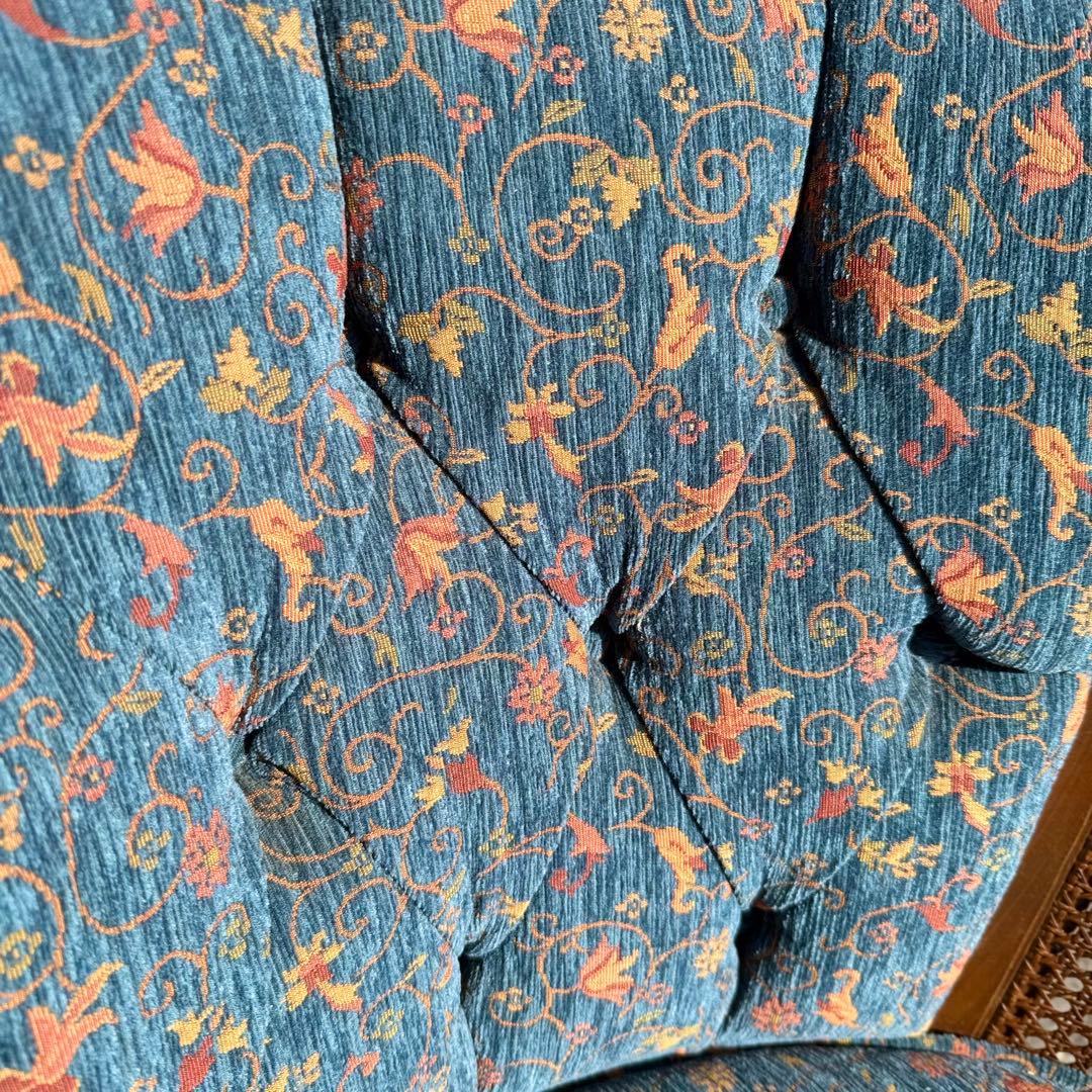 KZ031 【廃盤】三越ブルージュ　カントリーハウス　籐　1Pソファ　小花柄