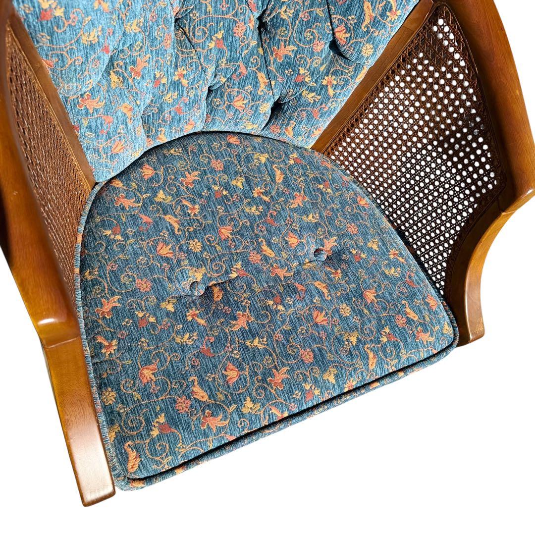 KZ031 【廃盤】三越ブルージュ　カントリーハウス　籐　1Pソファ　小花柄