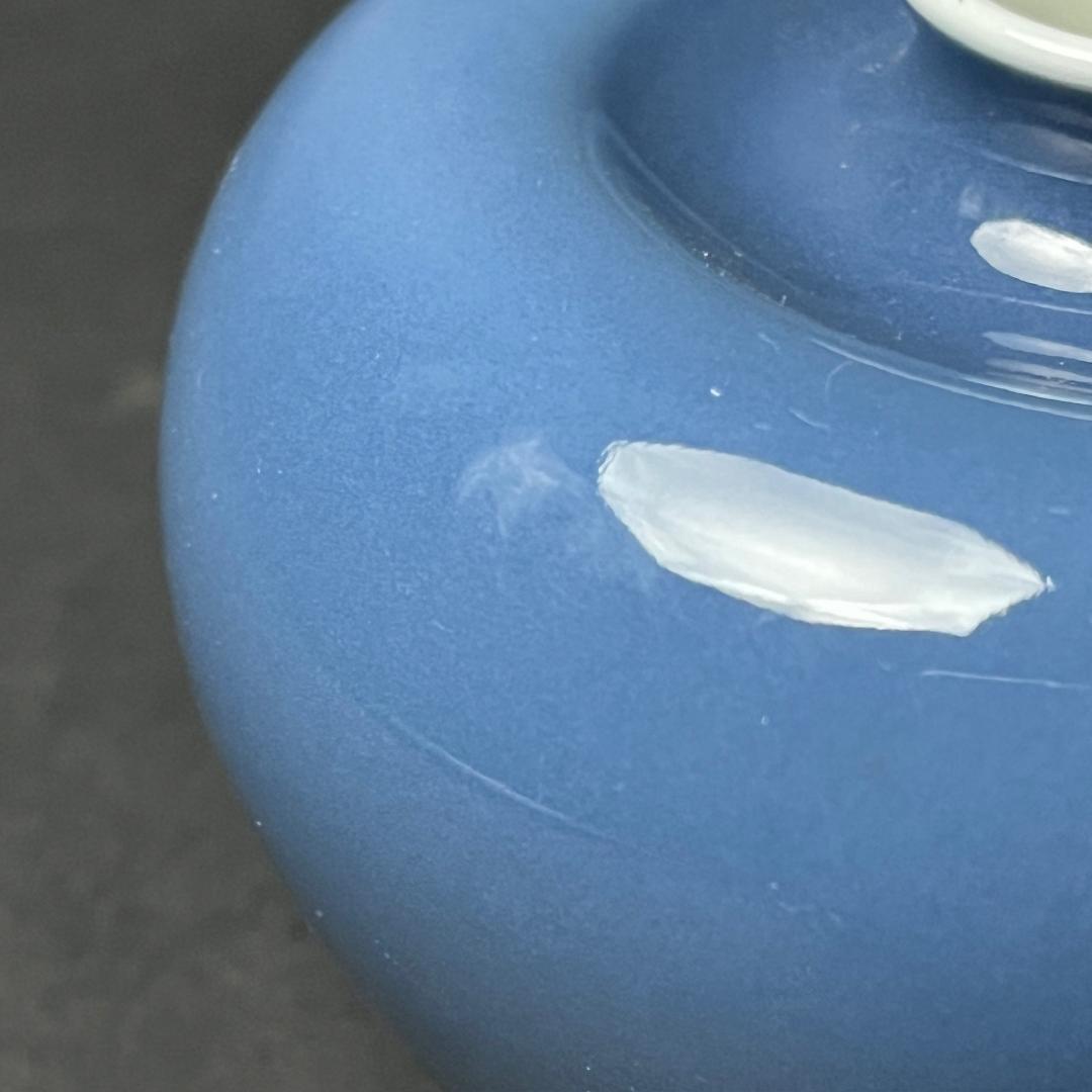 天藍釉蘋果尊 大清康熙年製 六字三行楷書款 古玩 中国美術 唐物 擺件