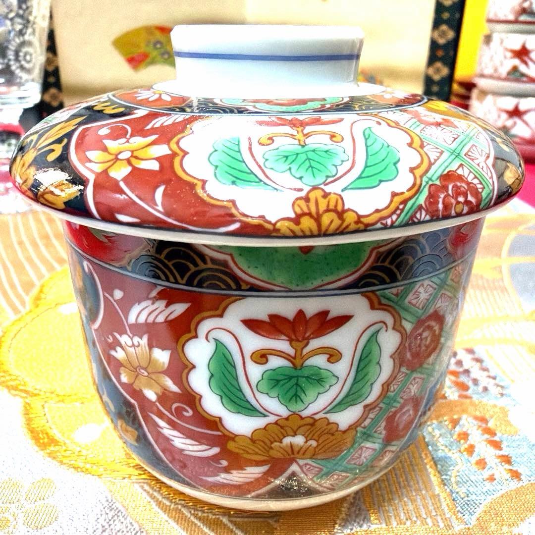 たち吉赤絵　角長皿　貝型金彩　清秀　萬珠 全18客 No.5-12