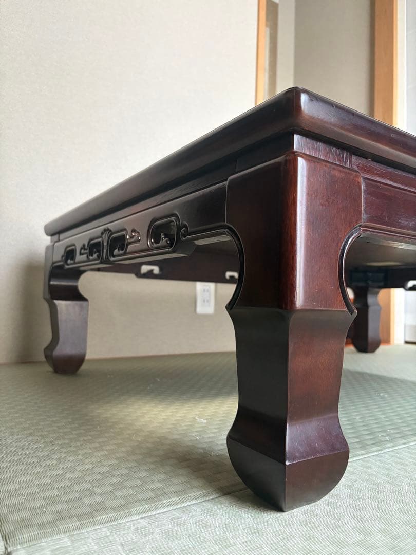 平安家具・昭和レトロ座卓｜天然木アサメラ 材・脚取り外し可|ヴィンテージ