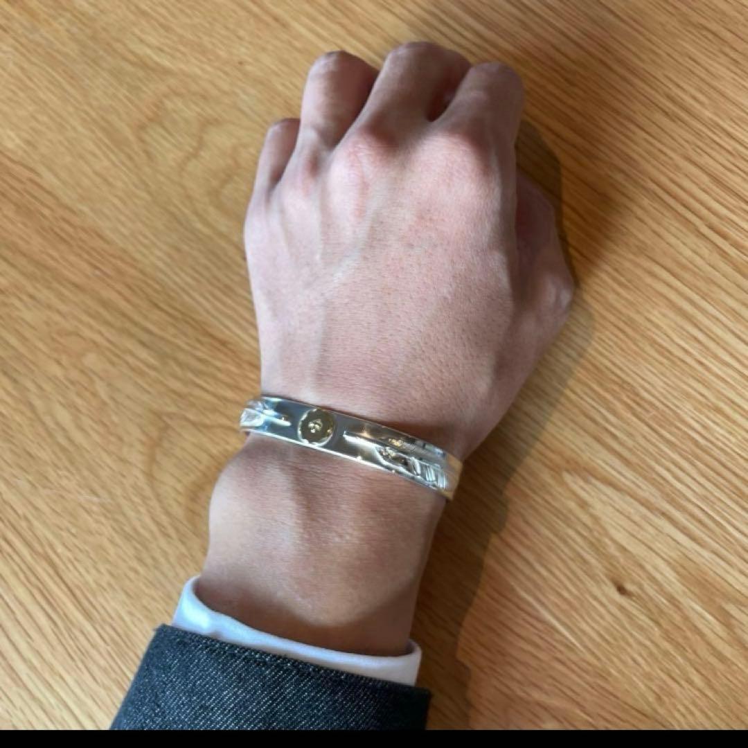 残1 ダブルフェザー ブレス バングル 平打ち Mサイズ ノーブランド キムタク