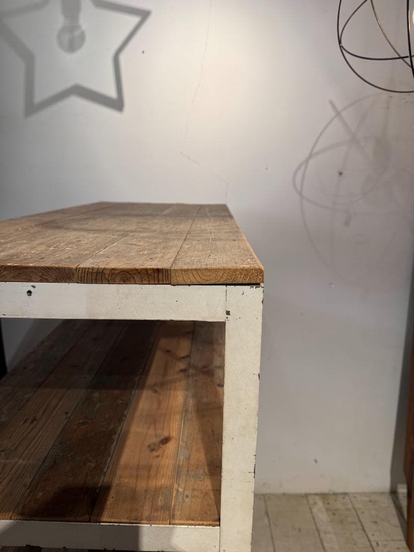 古材 オープンシェルフ アイアン スチールラック ヴィンテージ ホワイトペイント