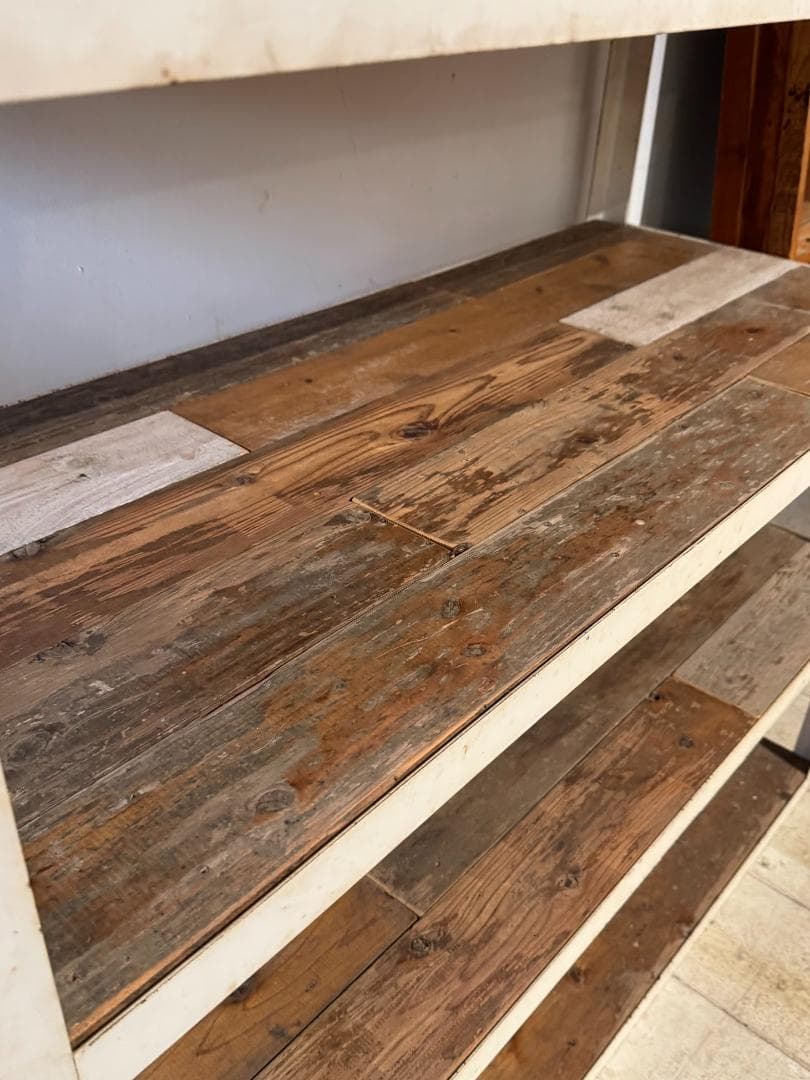 古材 オープンシェルフ アイアン スチールラック ヴィンテージ ホワイトペイント