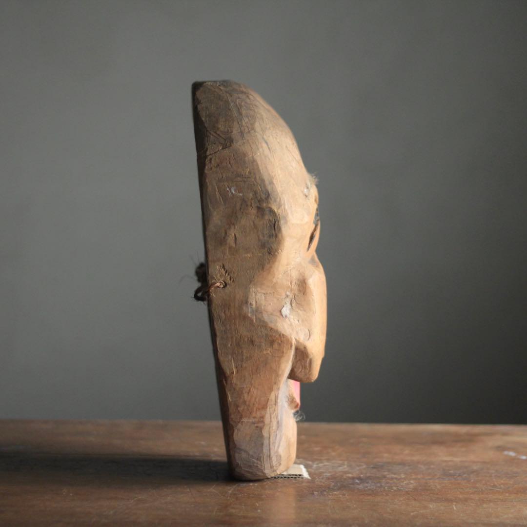 古い 木彫 面 おきな 民芸 古道具 アンティーク オブジェ