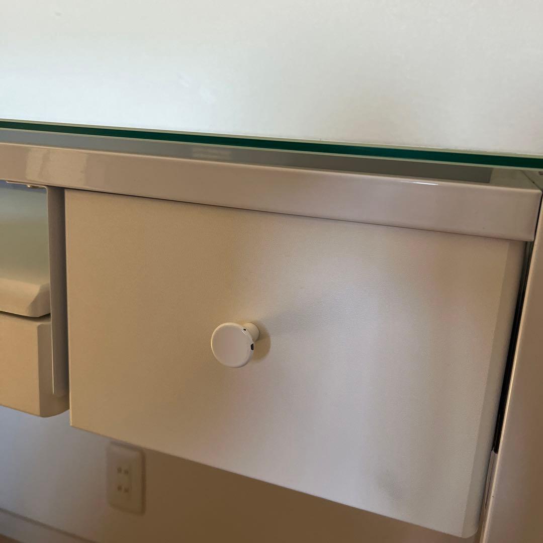 【再値下】ロウヤ LOWYAコンパクトデスク　省スペース　引き出し付 ガラス天板