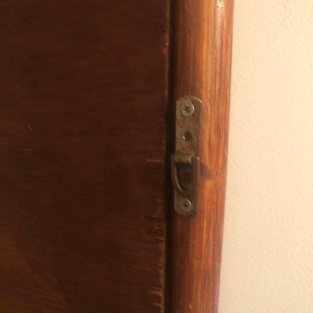 ヴィンテージ　ラタン　ミラー　立て掛け　壁掛け　タオルバー付き　籐　鏡