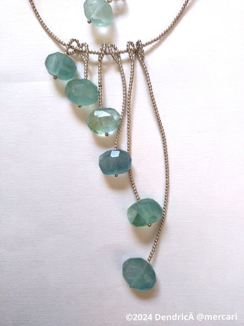 天然石×スターリングシルバー　ネックレス　フローライト　作家物　京都