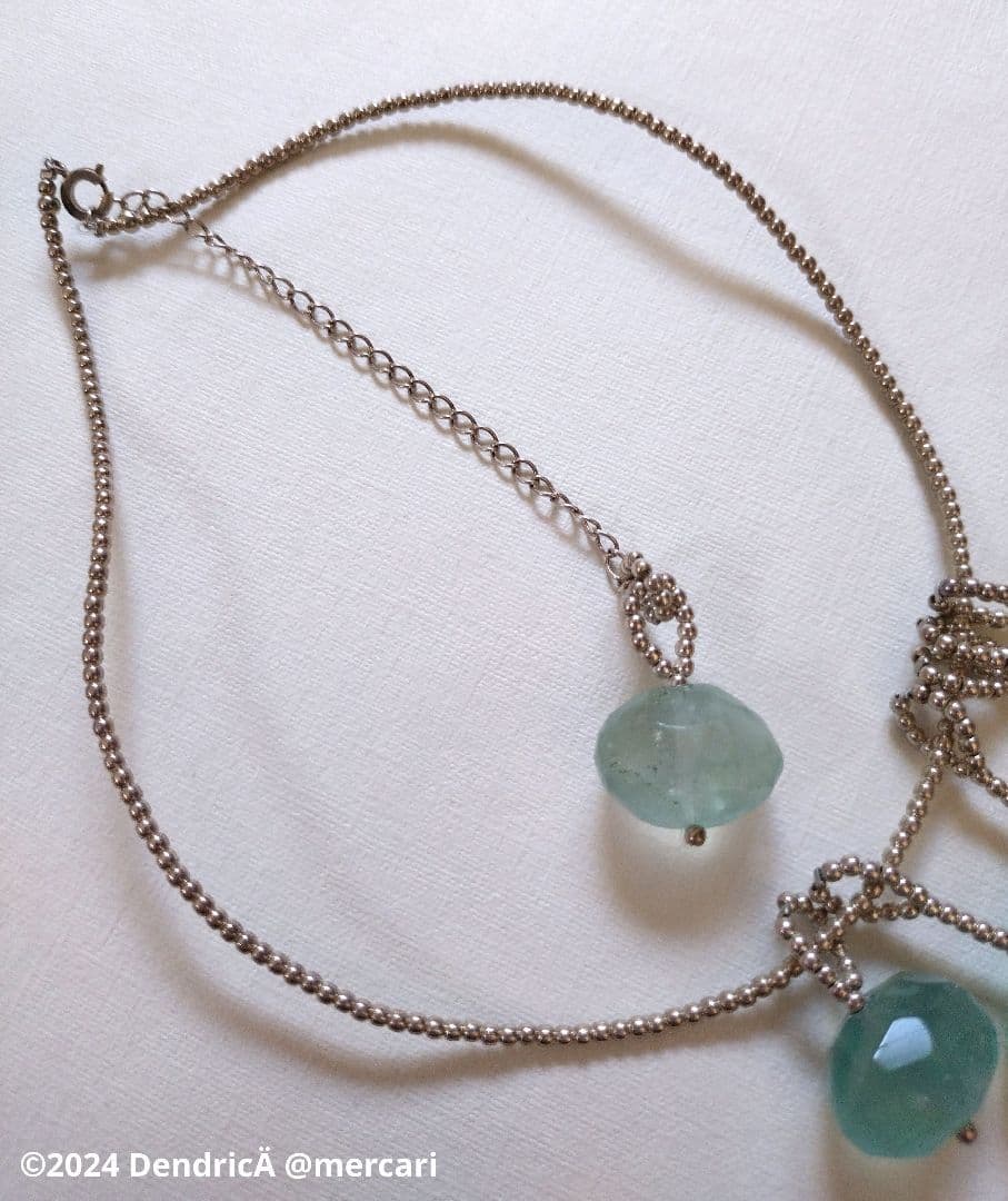 天然石×スターリングシルバー　ネックレス　フローライト　作家物　京都