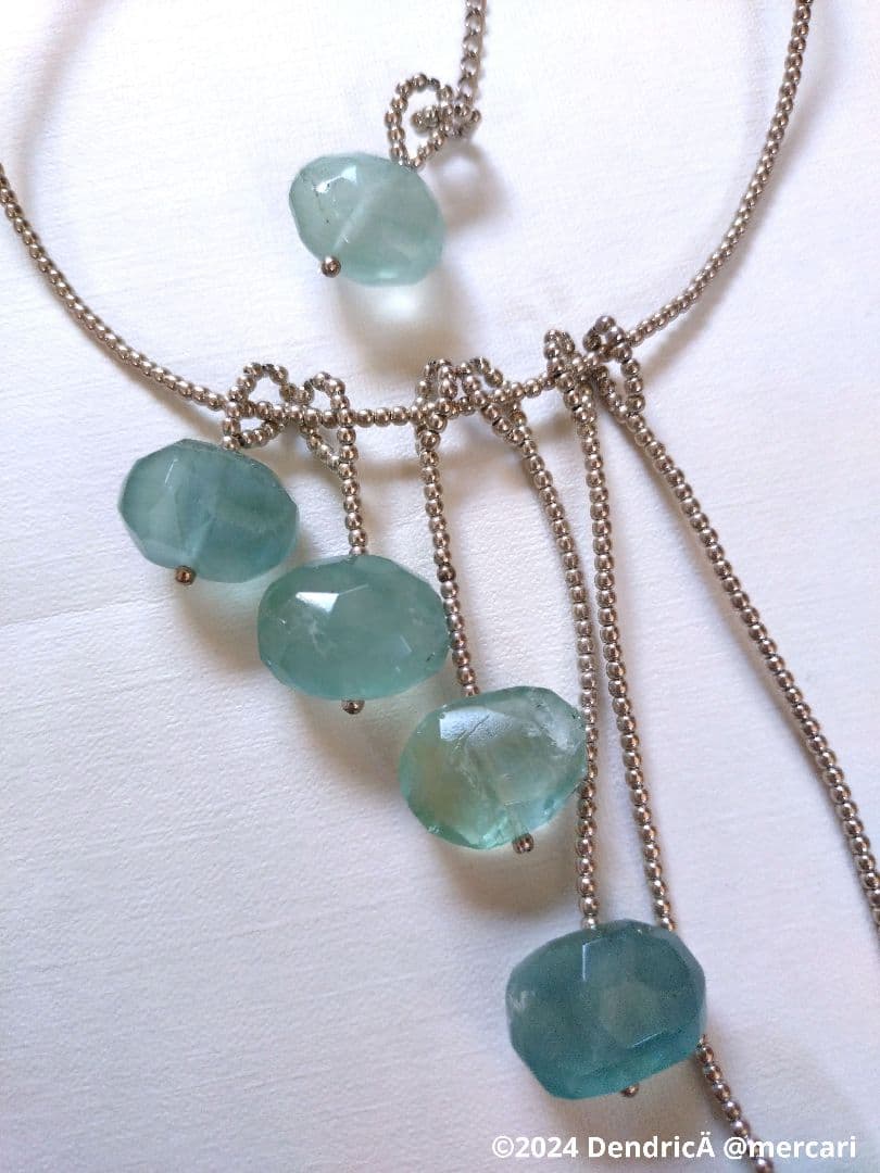 天然石×スターリングシルバー　ネックレス　フローライト　作家物　京都