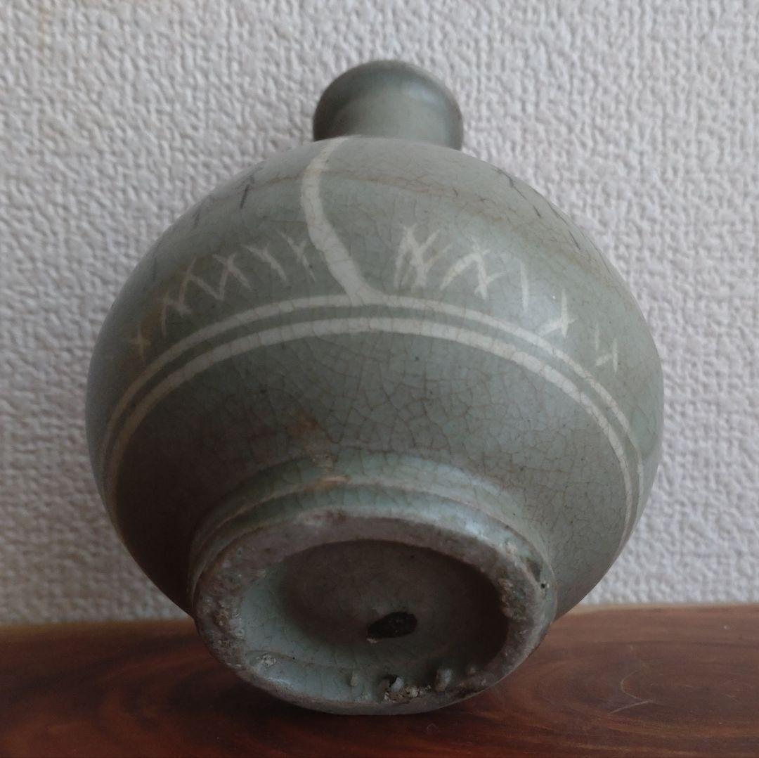 李朝 高麗青磁 白黒象嵌 朝鮮美術 梅瓶 骨董 陶芸 陶磁器 徳利 ぐい呑 盃