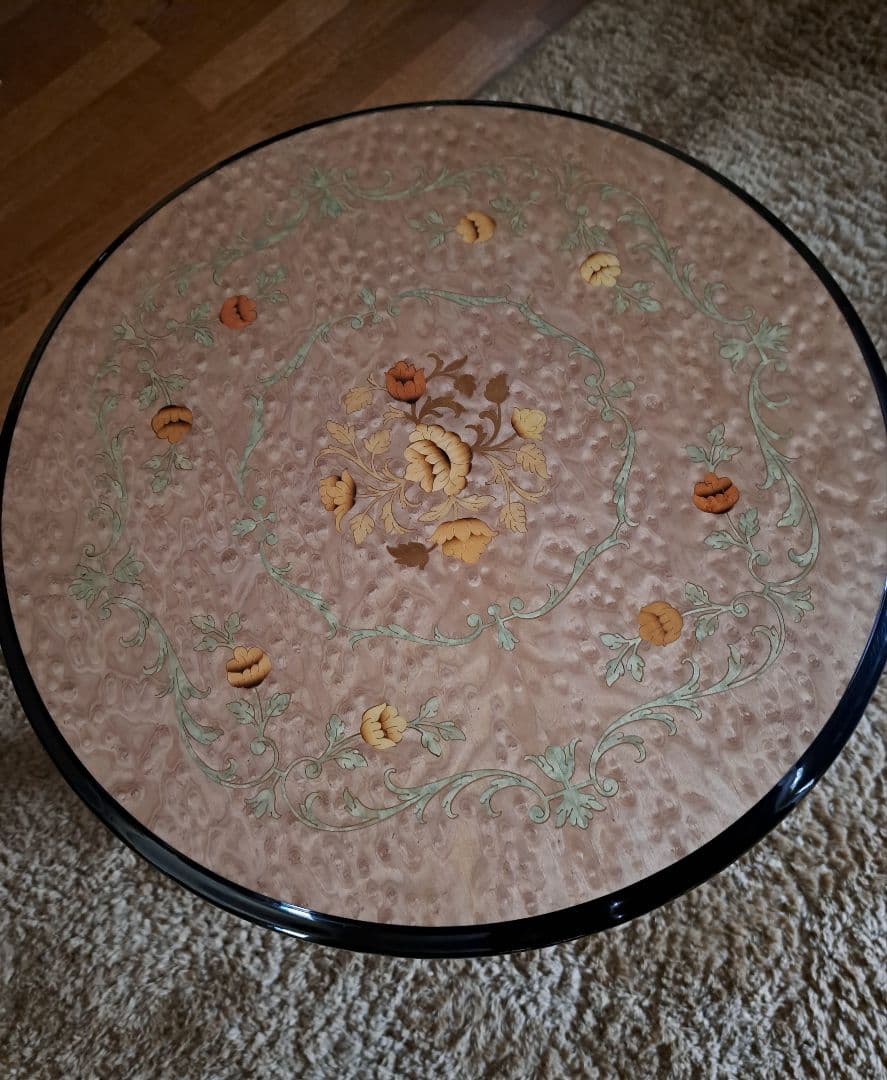 送料込み《美品》　イタリア製　丸テーブル　象嵌　ヴィンテージ