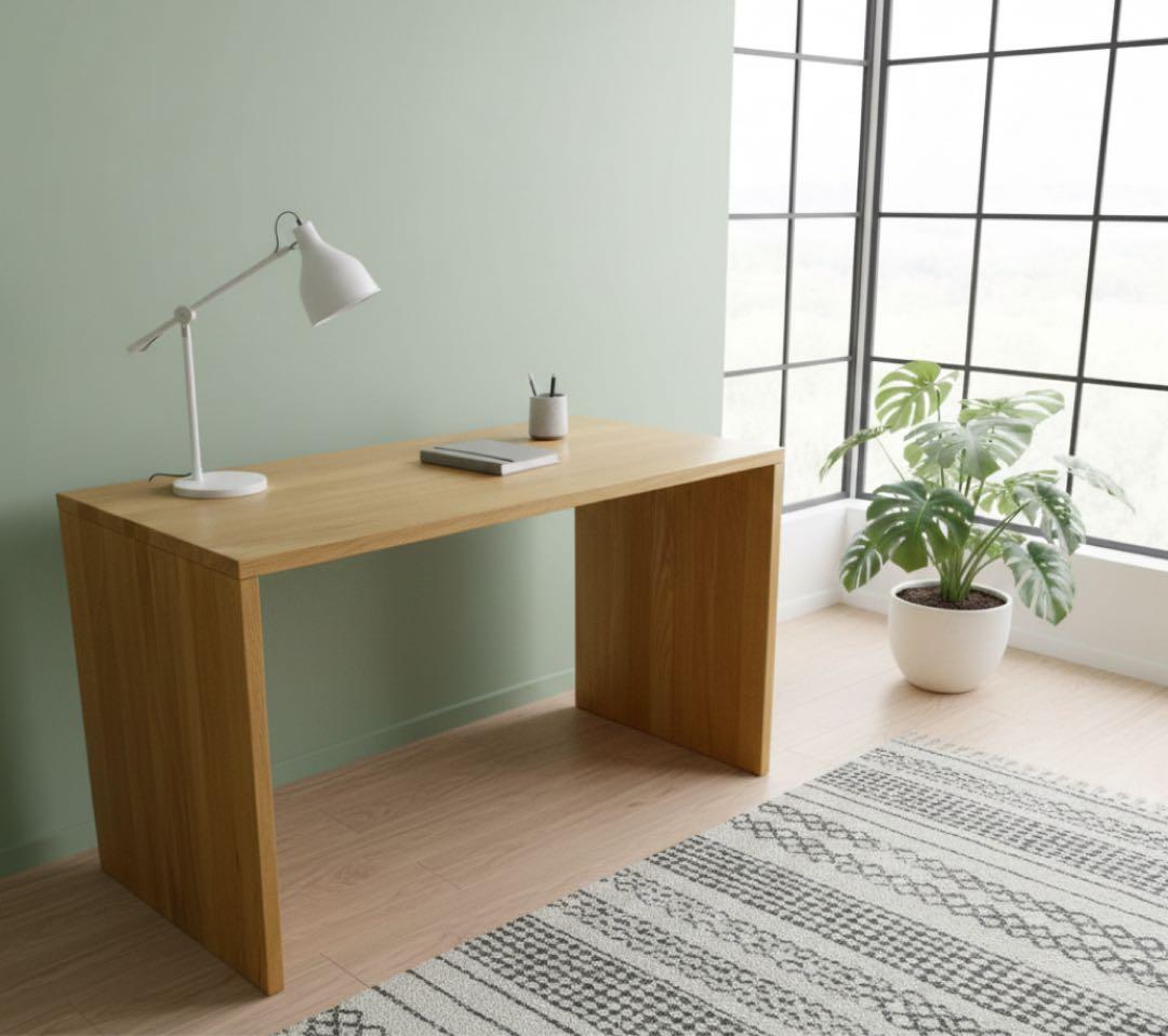 【廃盤 希少 極美品】無印良品 無垢材 オーク材 学習机 コの字形 事務机