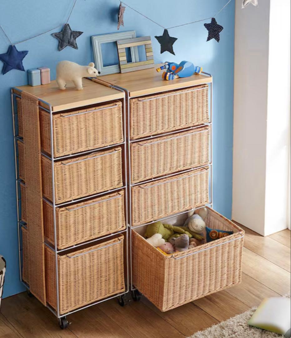 ベルメゾン　ラタンランドリーチェスト　ライトナチュラル Ｄ／６０