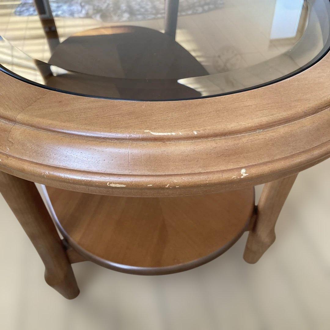マルニ木工　オーバル　木製ガラステーブル　センターテーブル