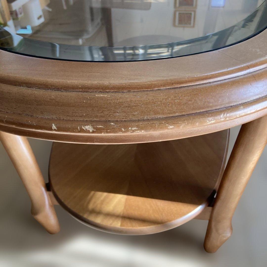 マルニ木工　オーバル　木製ガラステーブル　センターテーブル