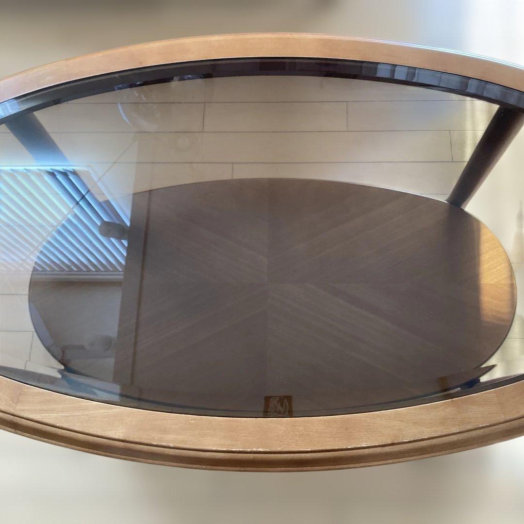 マルニ木工　オーバル　木製ガラステーブル　センターテーブル