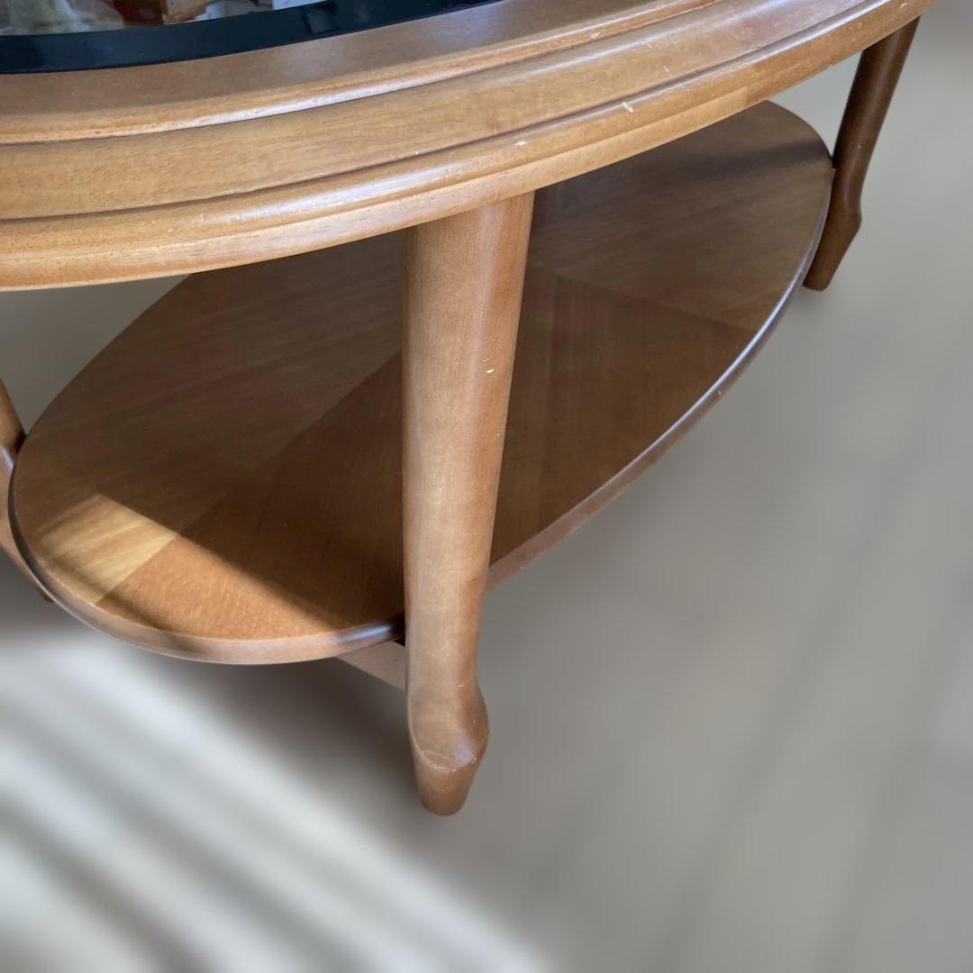 マルニ木工　オーバル　木製ガラステーブル　センターテーブル