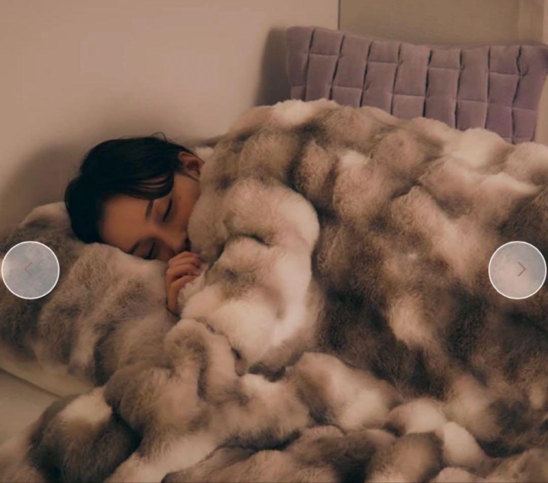 美品　フランフランWARMY ポコモコファー 掛け布団カバー シングル グレー