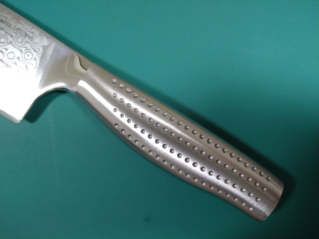 新品　マイヤー　三徳　67層ダマスカス　本刃付け済　オールステンレス　極切れ