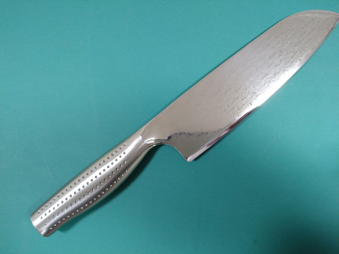 新品　マイヤー　三徳　67層ダマスカス　本刃付け済　オールステンレス　極切れ