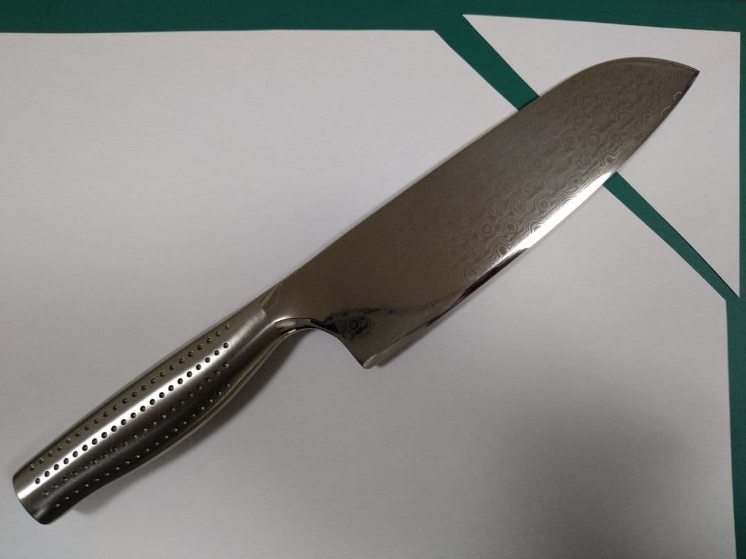 新品　マイヤー　三徳　67層ダマスカス　本刃付け済　オールステンレス　極切れ