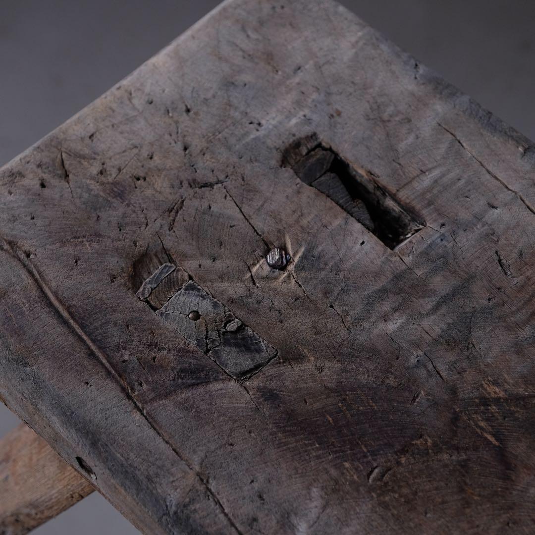 古い木製スツール　ベンチ チェア 椅子 展示台 花台 プリミティブ 古家具 骨董