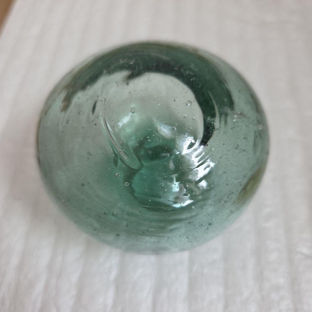 ガラス浮き玉 緑 青ボタン 変型 ☆缶茶