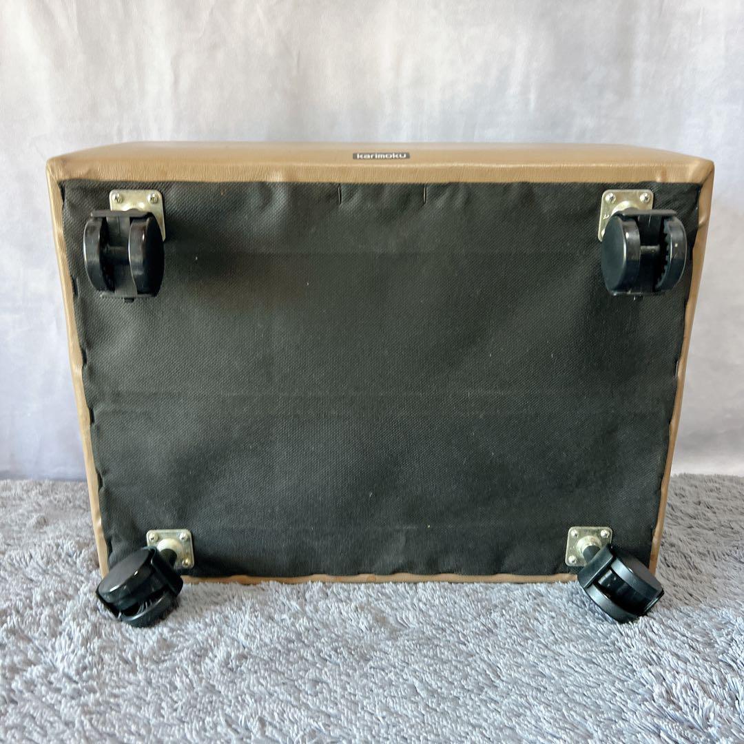 美品★カリモク 本革 レザー オットマン スツール 収納 キャスター付 2WAY