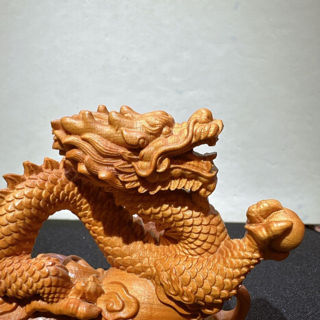 檀木 龍　置物　彫り物F.47