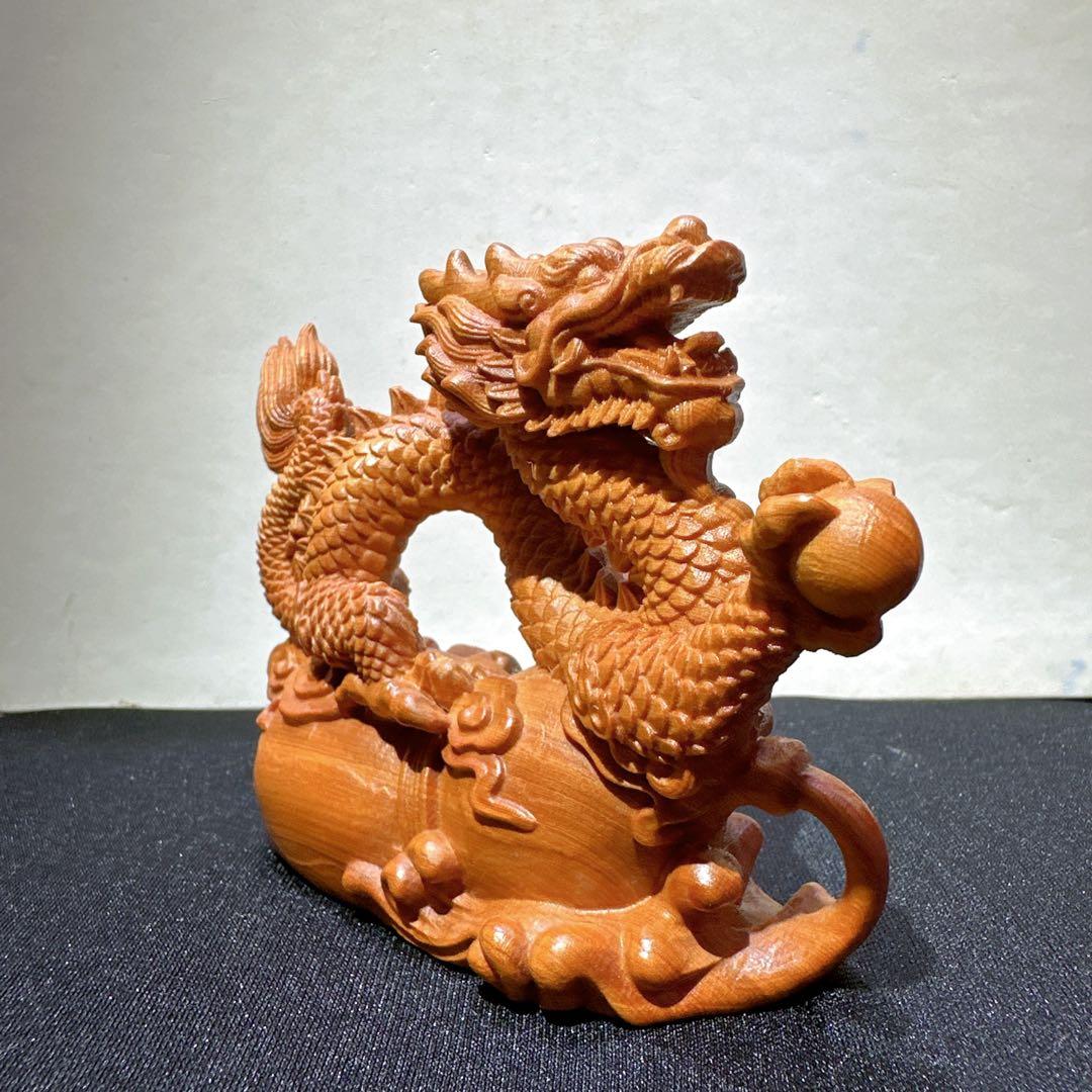 檀木 龍　置物　彫り物F.47