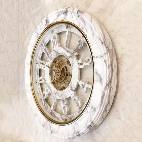 大理石柄 壁掛け時計【無音連続秒針付】ビクトリアンパレス