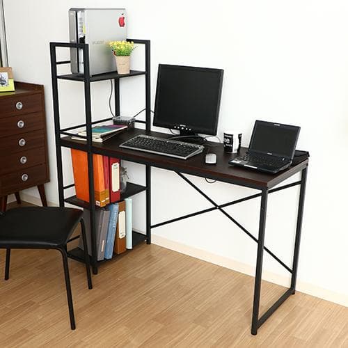 《新品・送料無料》ラック付きデスク ルール 奥行49cm ダークブラウン